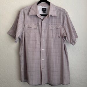 686 x Michael Akira West Men's Button Up Short Sleeve Shirt Pink Large